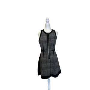 Rebecca Taylor | Black/White Fit & Flare Front Zip Dress | 4